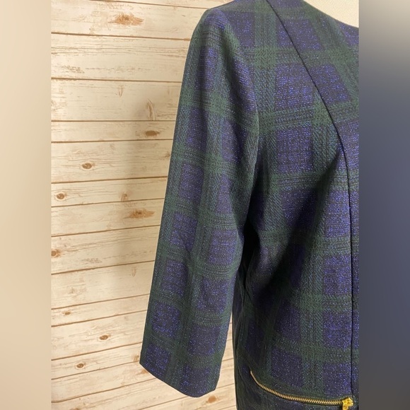 Talbots green/blue metallic plaid tunic top Size 1X - Picture 3 of 7